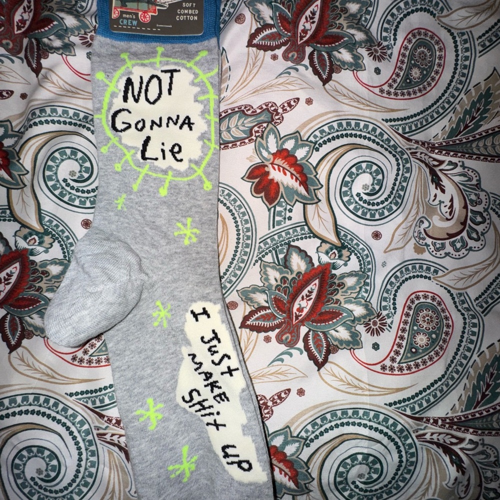 Blue Q Men's Crew Socks - Gray and Neon Green